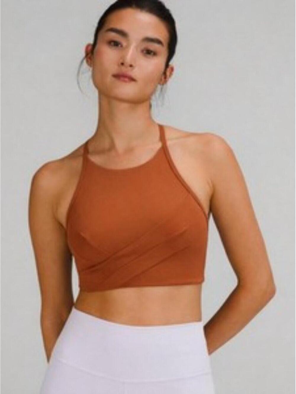 Lululemon Flow Y Wrap Front High Neck Bra - Ancient Copper - 6